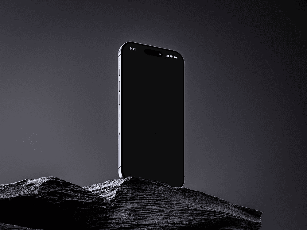 Black cosmetic product bottle against a dark background