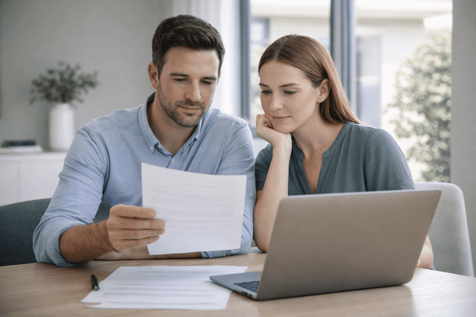Middle-aged man in glasses working on laptop beside a window with a relaxed posture.
