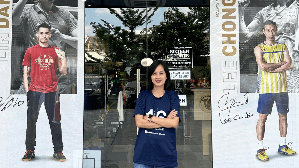 Yvonne Kwan, owner of Sixteen Sports, a badminton store in Malaysia