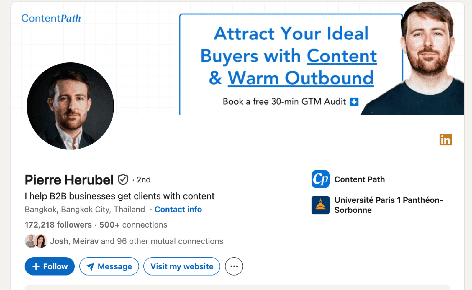Banner with a value proposition and a call to action for an audit