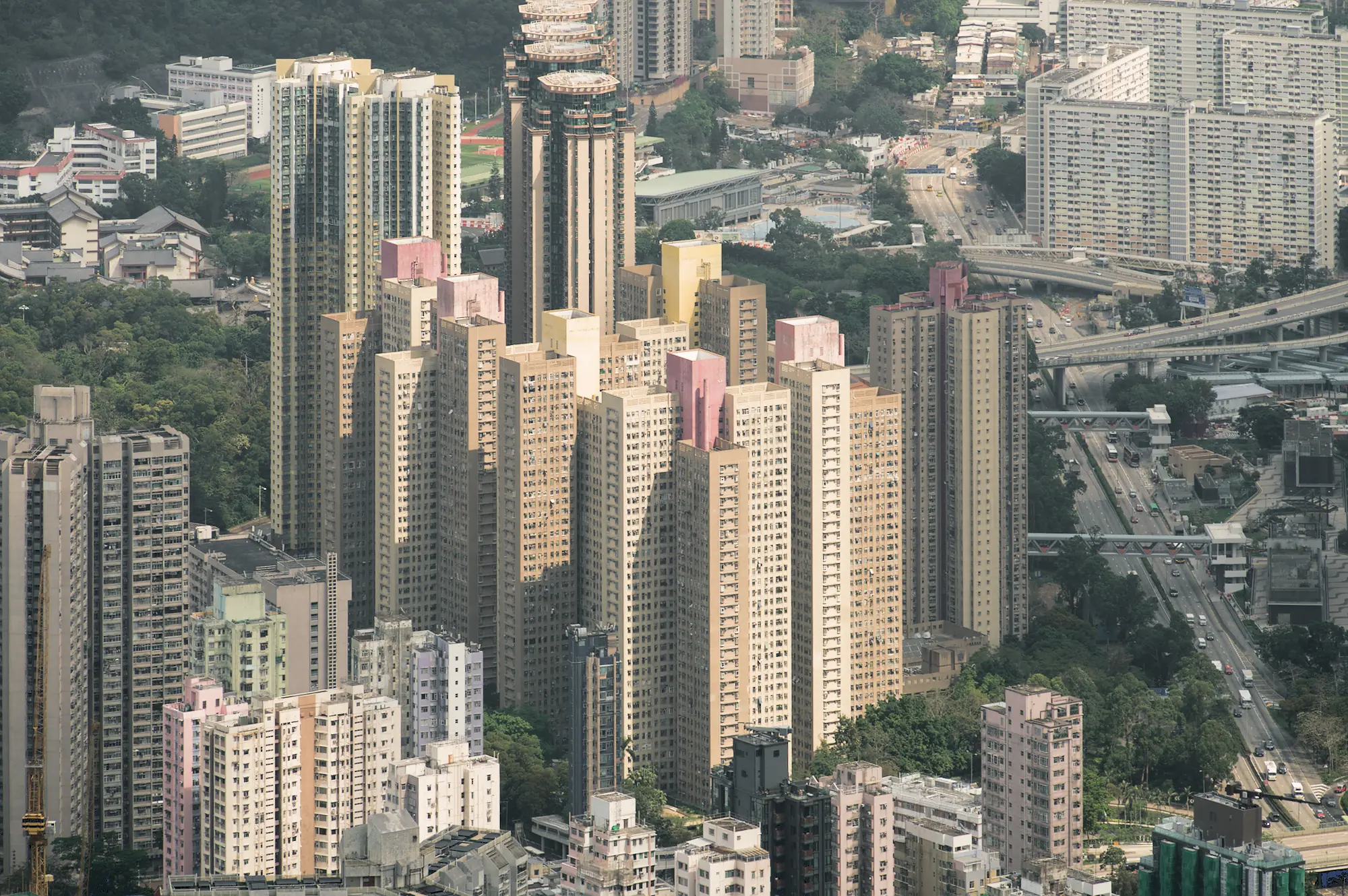 Cityscape with ancient ruins at sunset