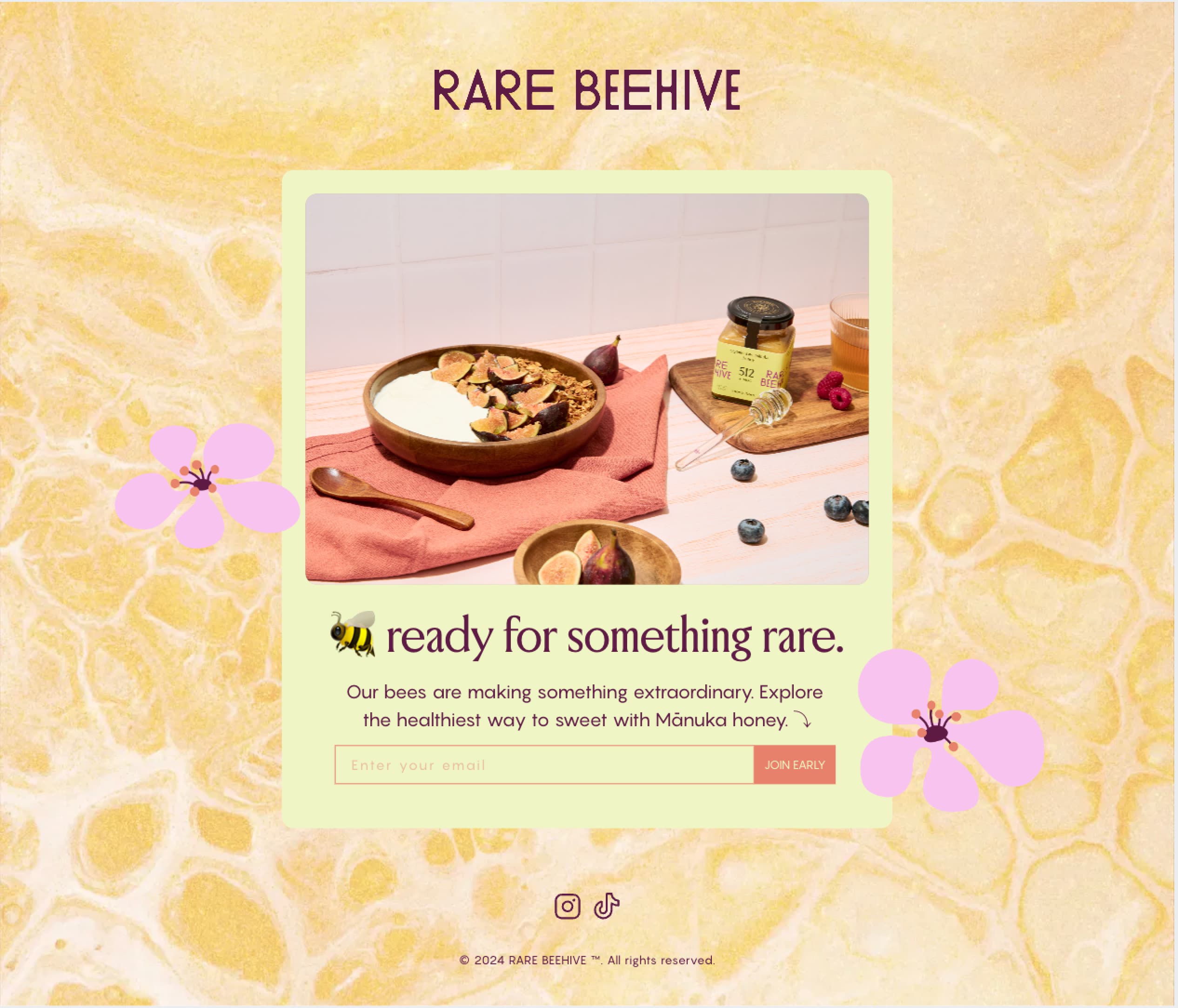 Rare Beehive waitlist landing page