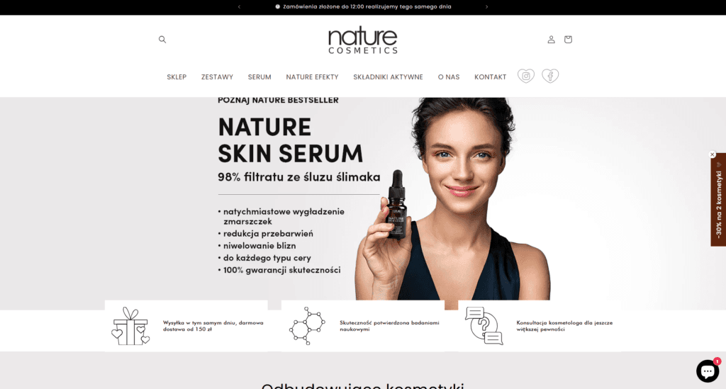 Top 10 cosmetics brands Poland on Shopify - Nature Cosmetics
