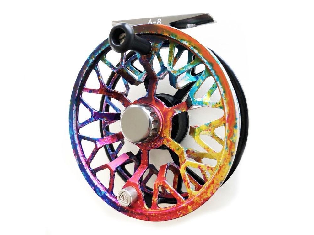 tye dye fly fishing reel multi color