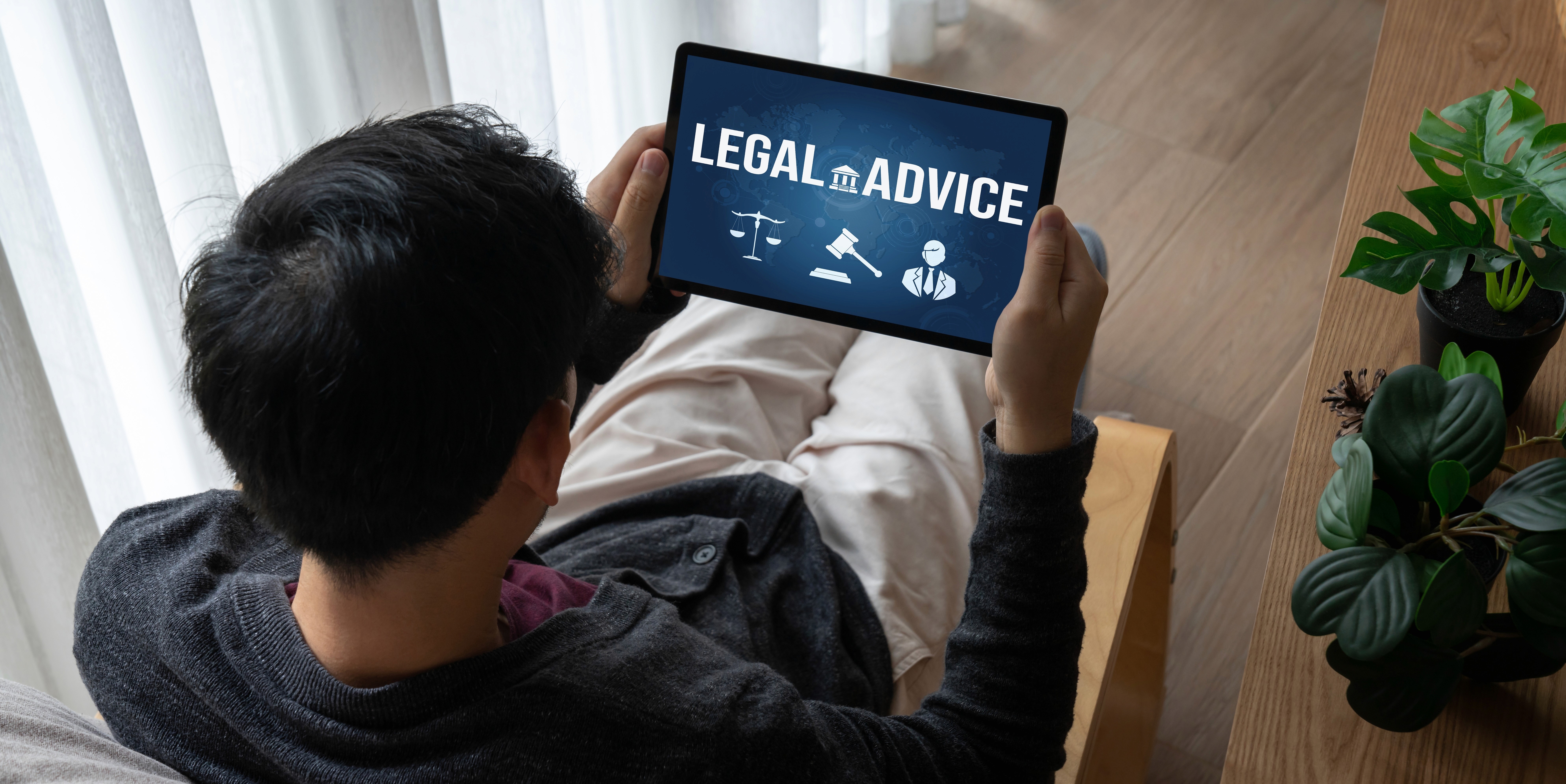 Image of a Client viewing attorney practice areas online.