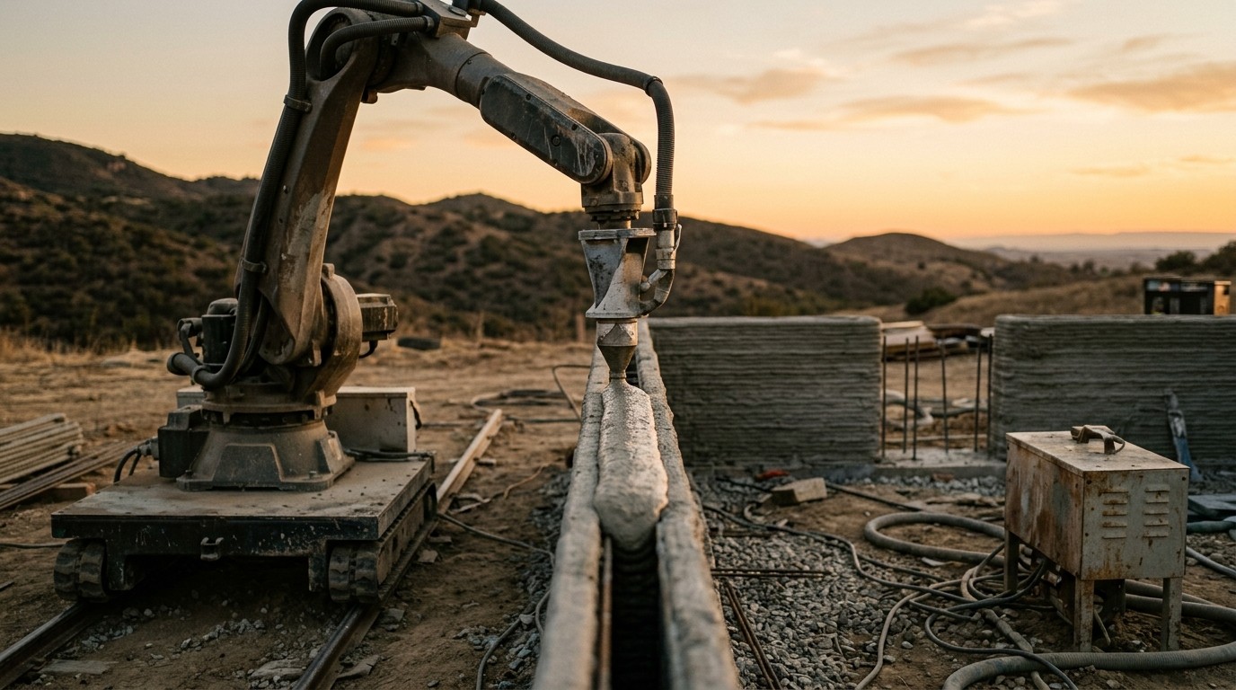 Builtech Construction Group - robotic concrete 3d printer wall construction outdoor