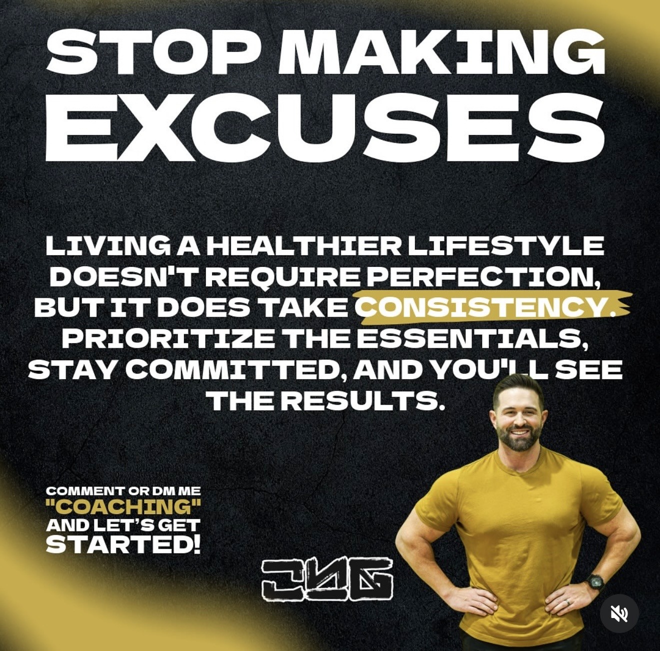 Chasing Gains Instagram post on mindset — why you need to stop making excuses and start training