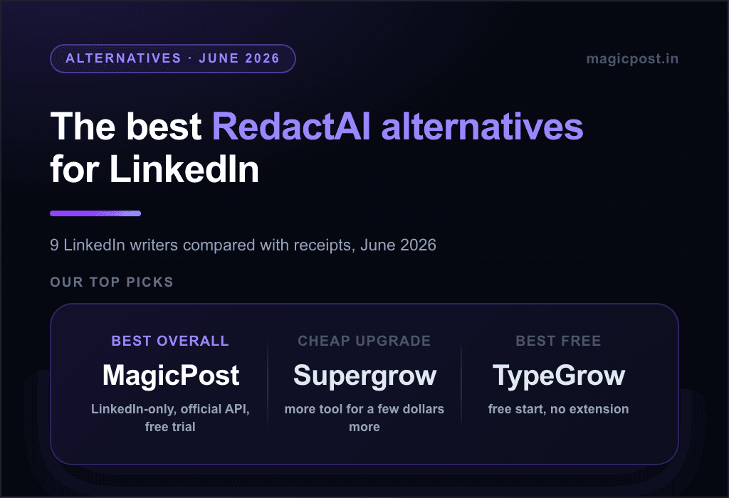 9 Best RedactAI Alternatives to Do More on LinkedIn (June 2026 Update)