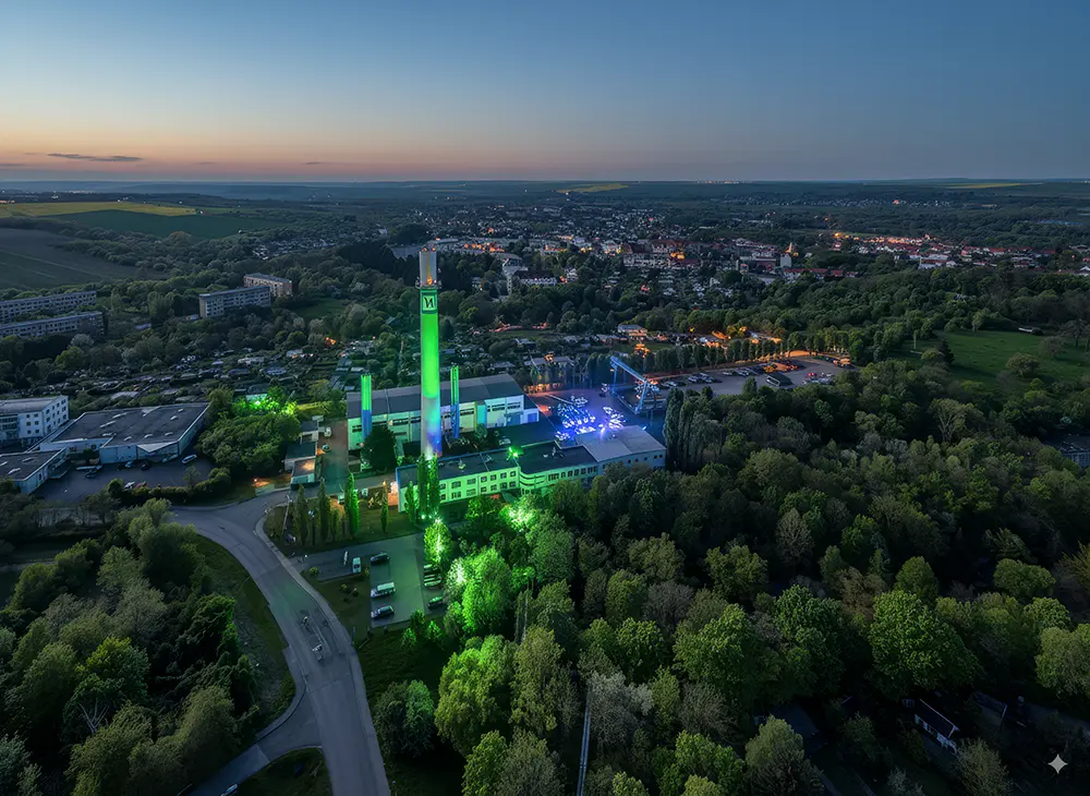 Stadwerke Weißenfels grün beleuchtet