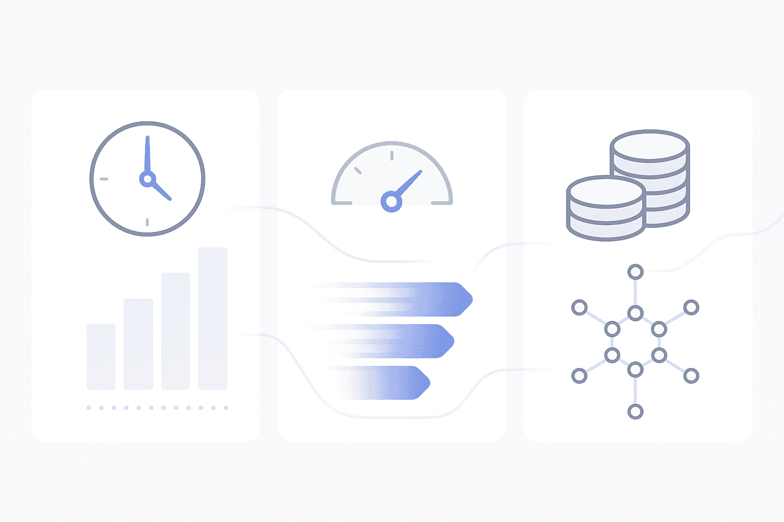 Abstract comparison diagram of sampling rate, latency, and cost metrics for AI visibility platforms