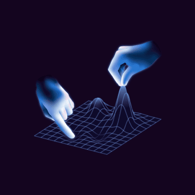 Two hands in an elegant gesture, one above the other, against a dark background