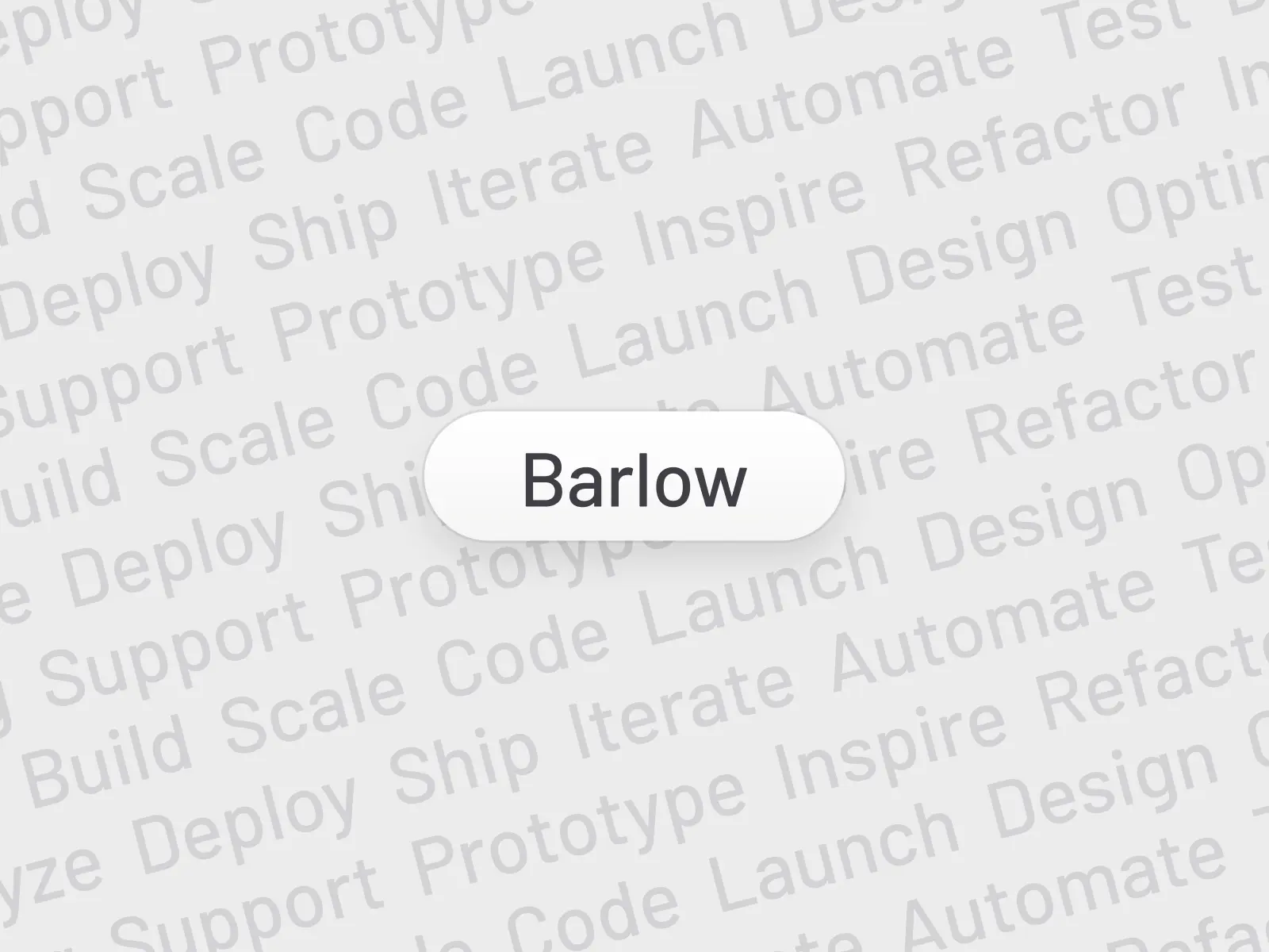 Barlow font preview with 3D soft UI button on light background with tech terms