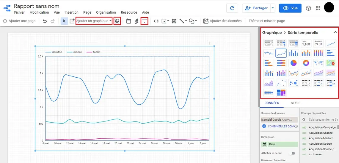 Rapport Google Data Studio