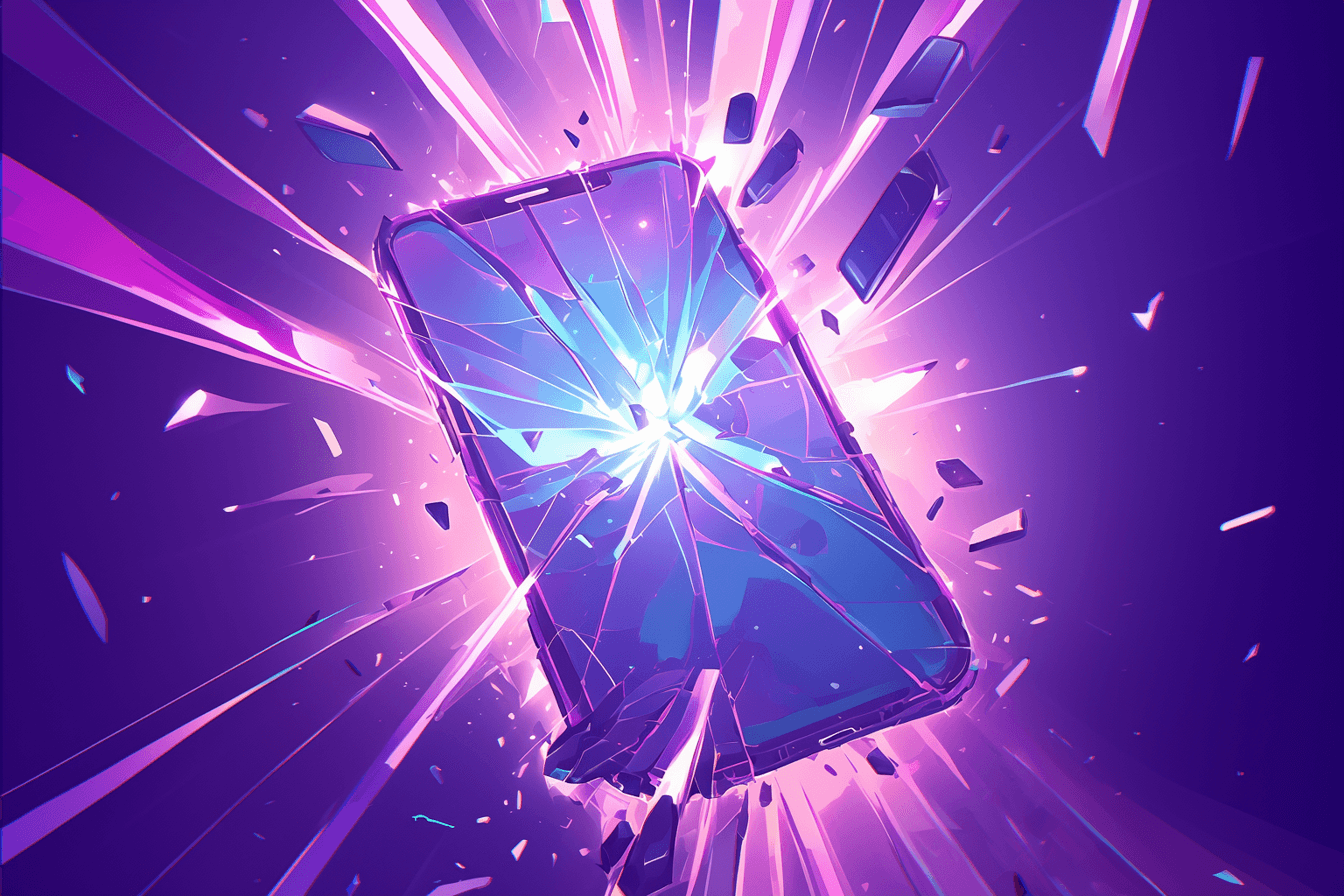 A glass, shattering phone