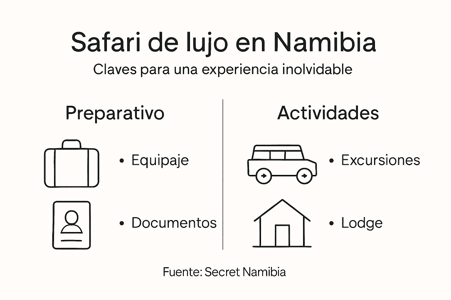 Guía visual con los imprescindibles para disfrutar de un safari de lujo en Namibia