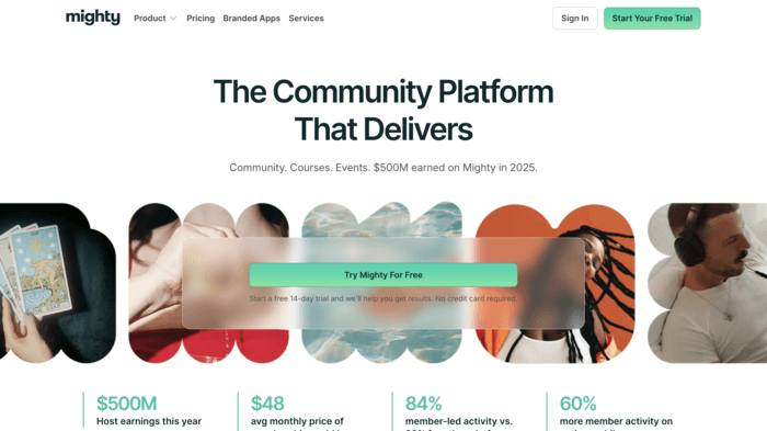 mighty networks homepage