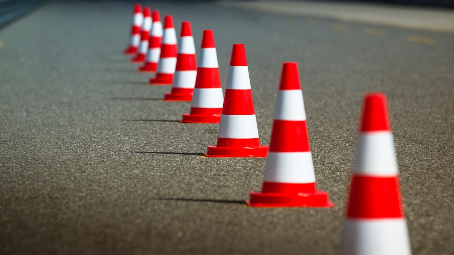 traffic cones for a test ride