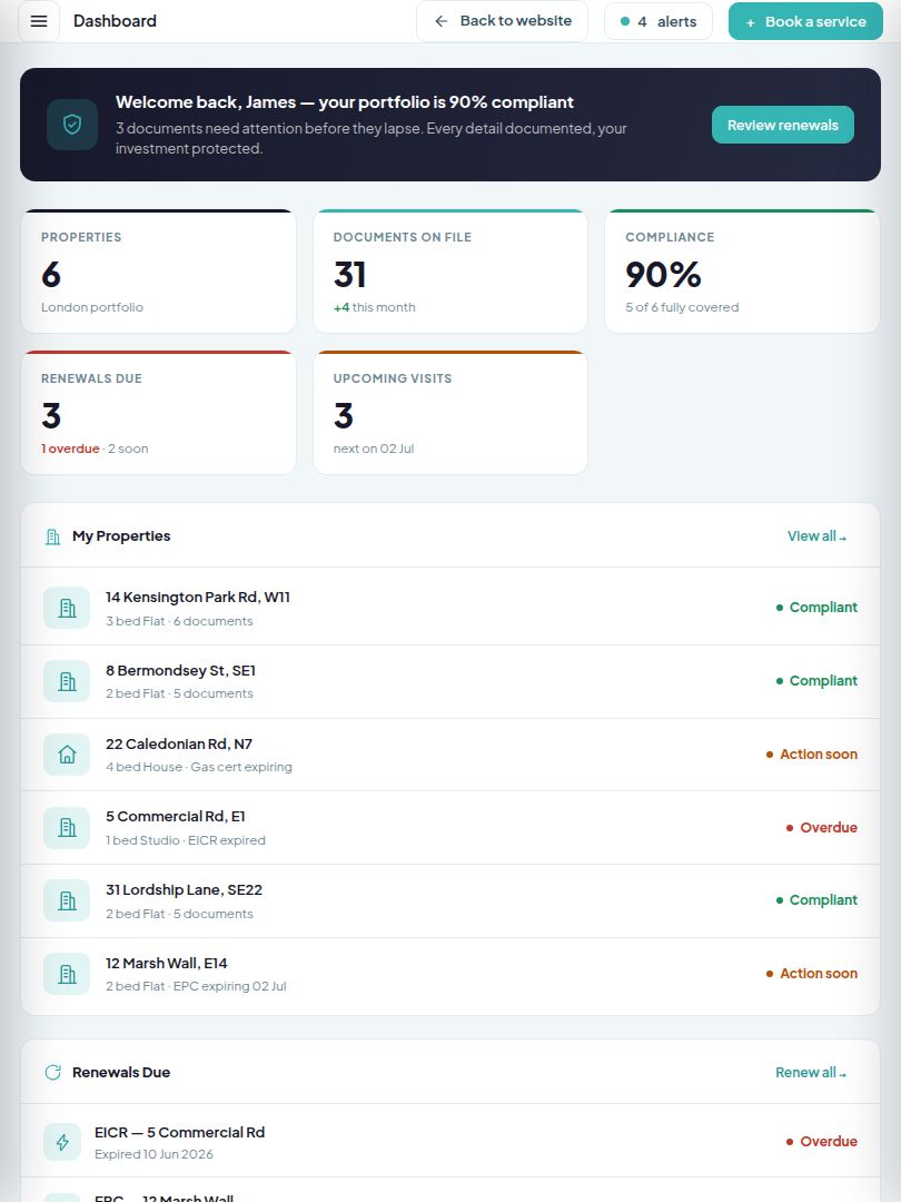 The Propsnap portal on tablet