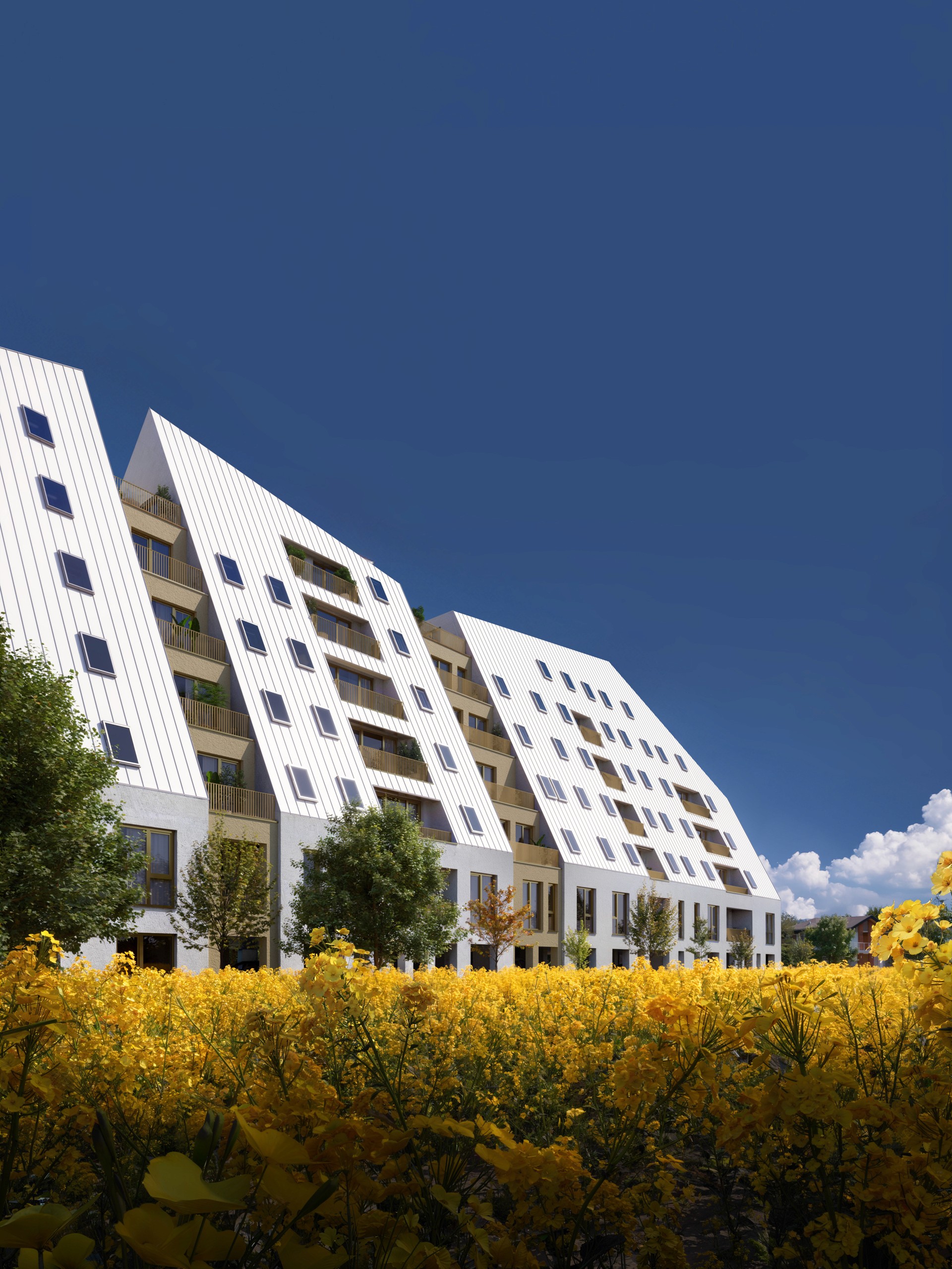 Cabin in a mountain area. Idyllic Easter scene