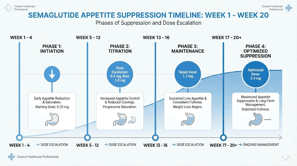 Semaglutide appetite suppression timeline week by week