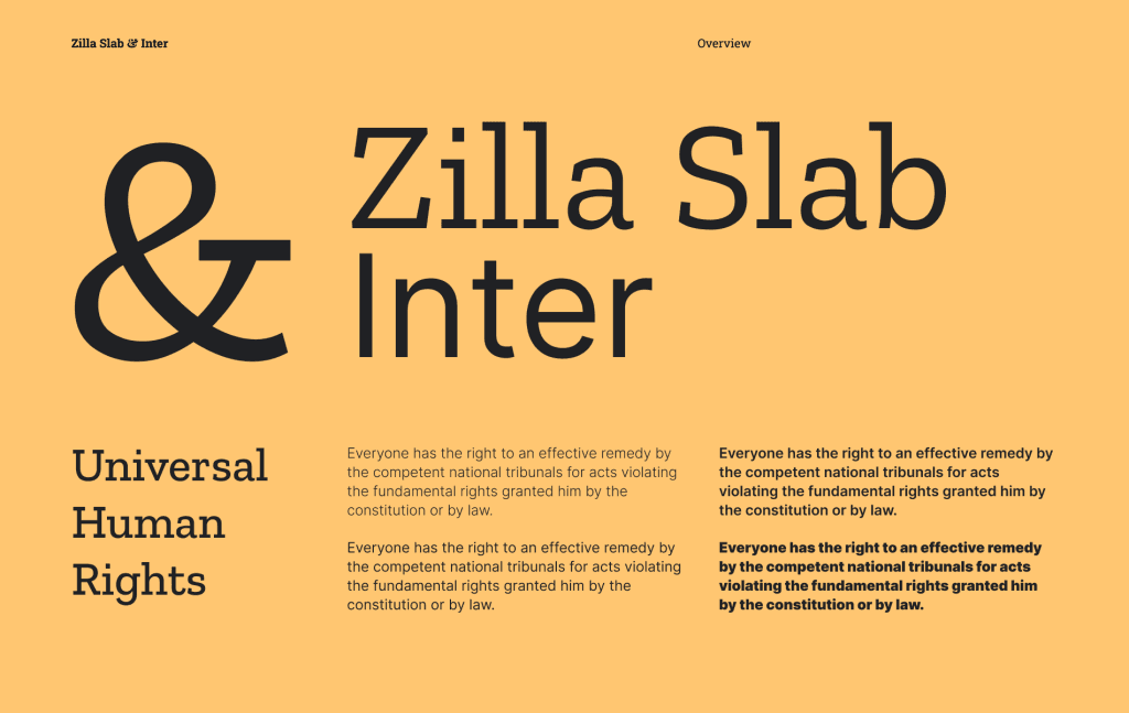 Best fonts for website Zilla Slab & Inter