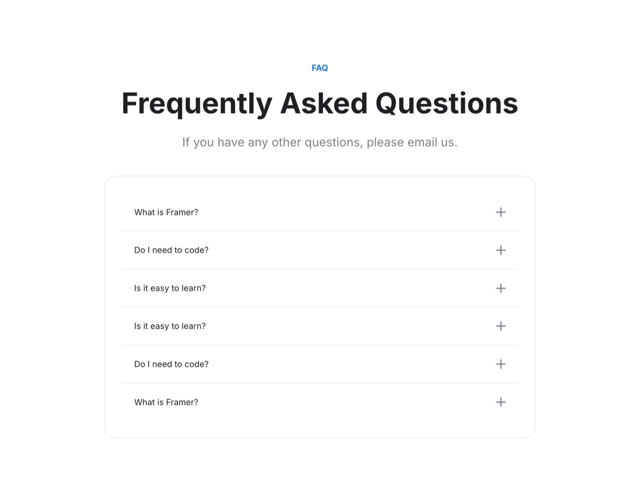 Framer FAQ Section - Frameblox UI