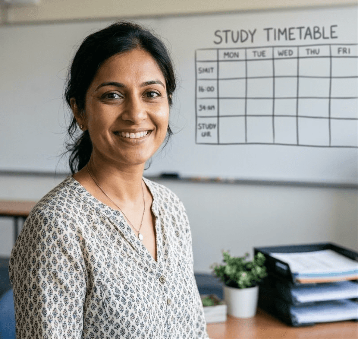 高校教師が教室で使用するための学習時間割表を作成