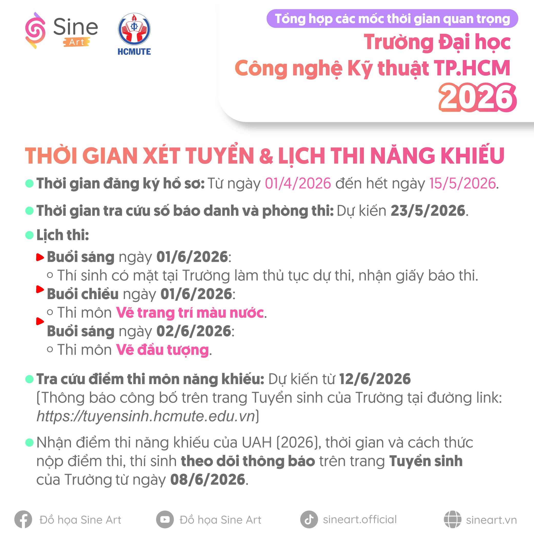 Tổng hợp các mốc thời gian quan trong về Kỳ thi năng khiếu Vẽ của một số trường Đại học 2026