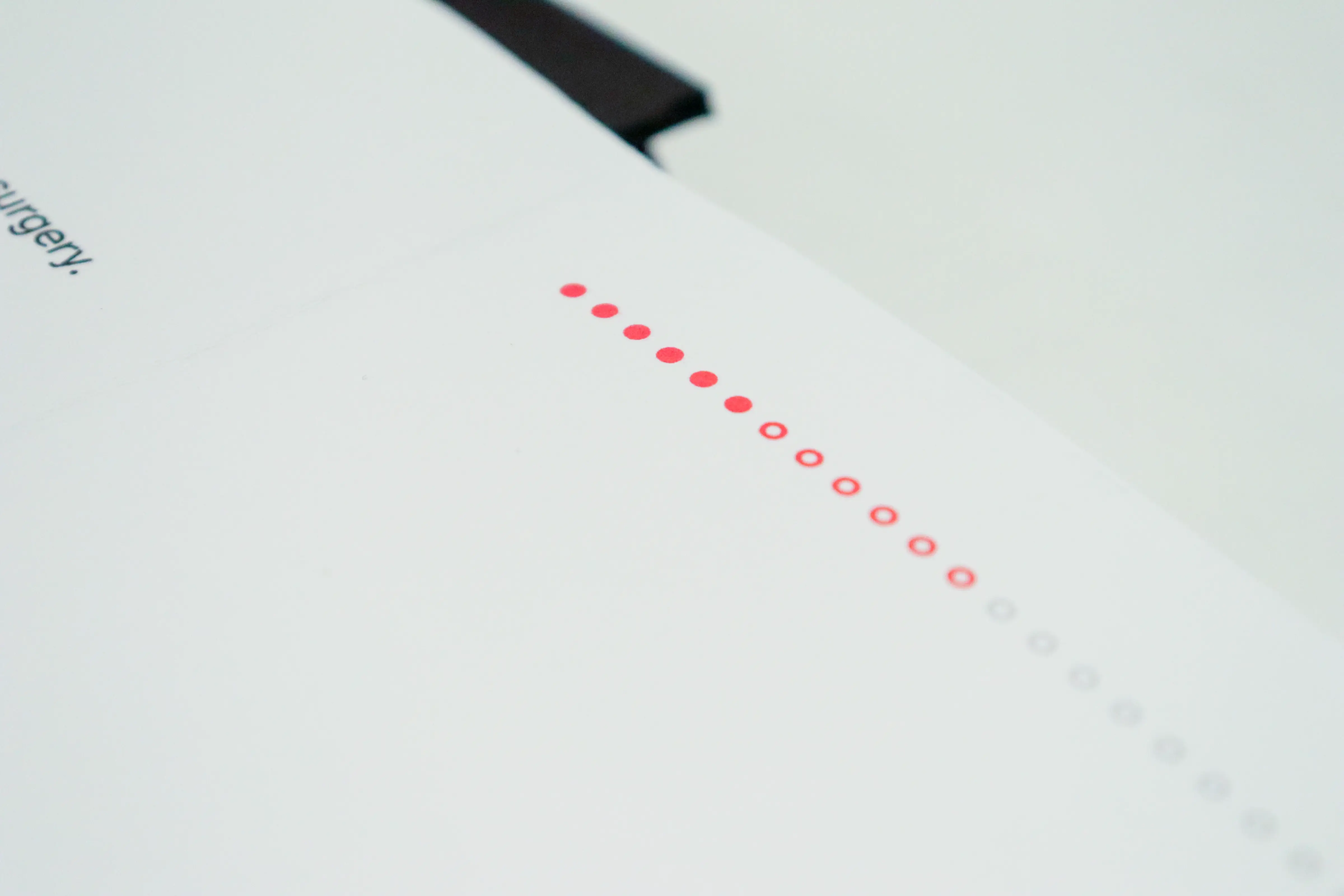 Close-up showing a page progress bar made of circles