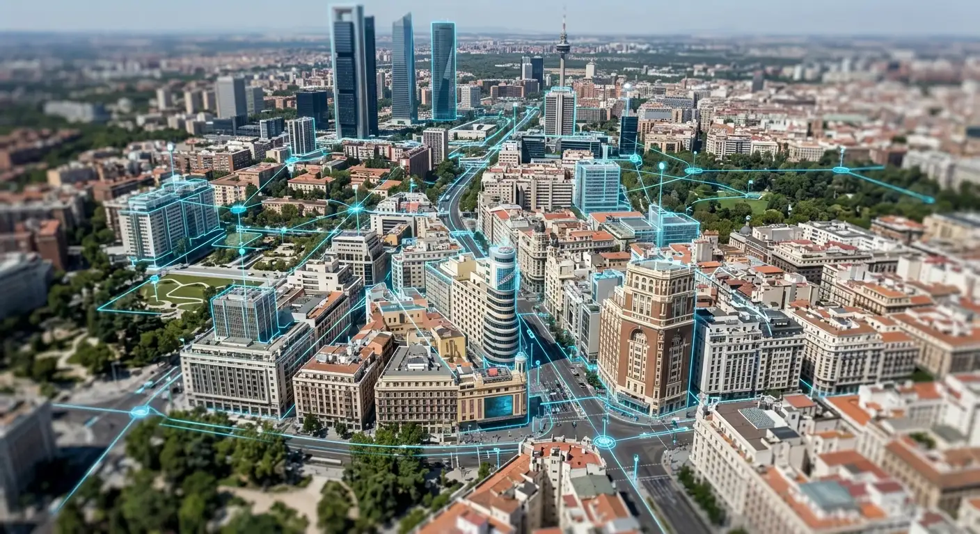 Foto con visión aérea de smart city
