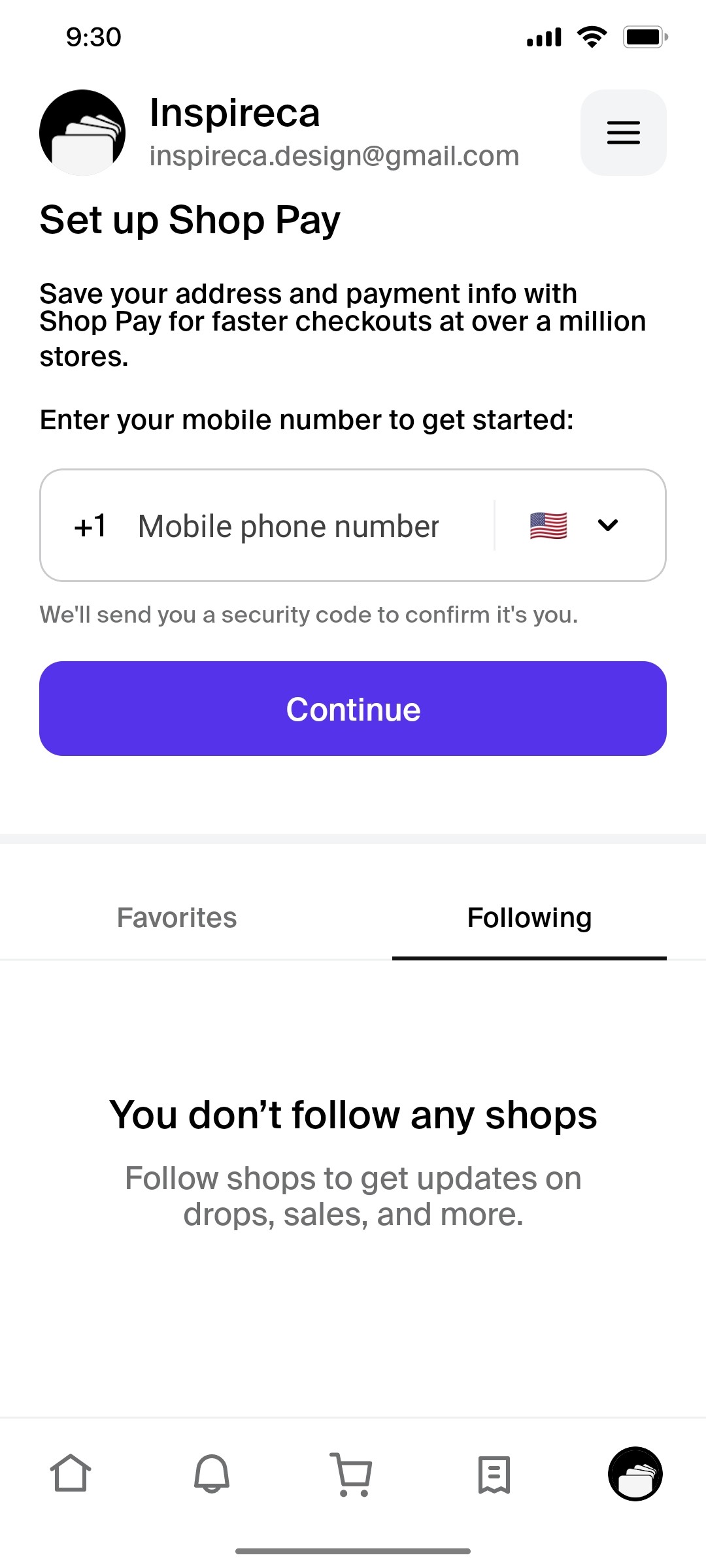 Shop  App  Following Screen