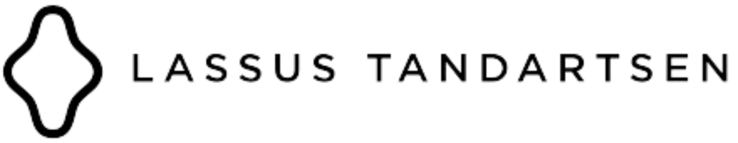 Logo of Lassus Tandartsen featuring a stylized, abstract shape next to the company name in clean, modern font on a transparent background.