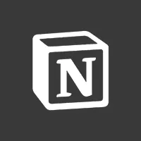 White logo of Notion on dark backround.