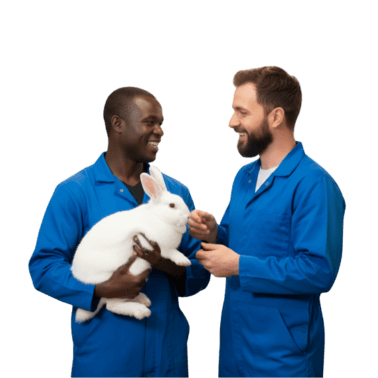 Rabbit farmer with a champrix advisor
