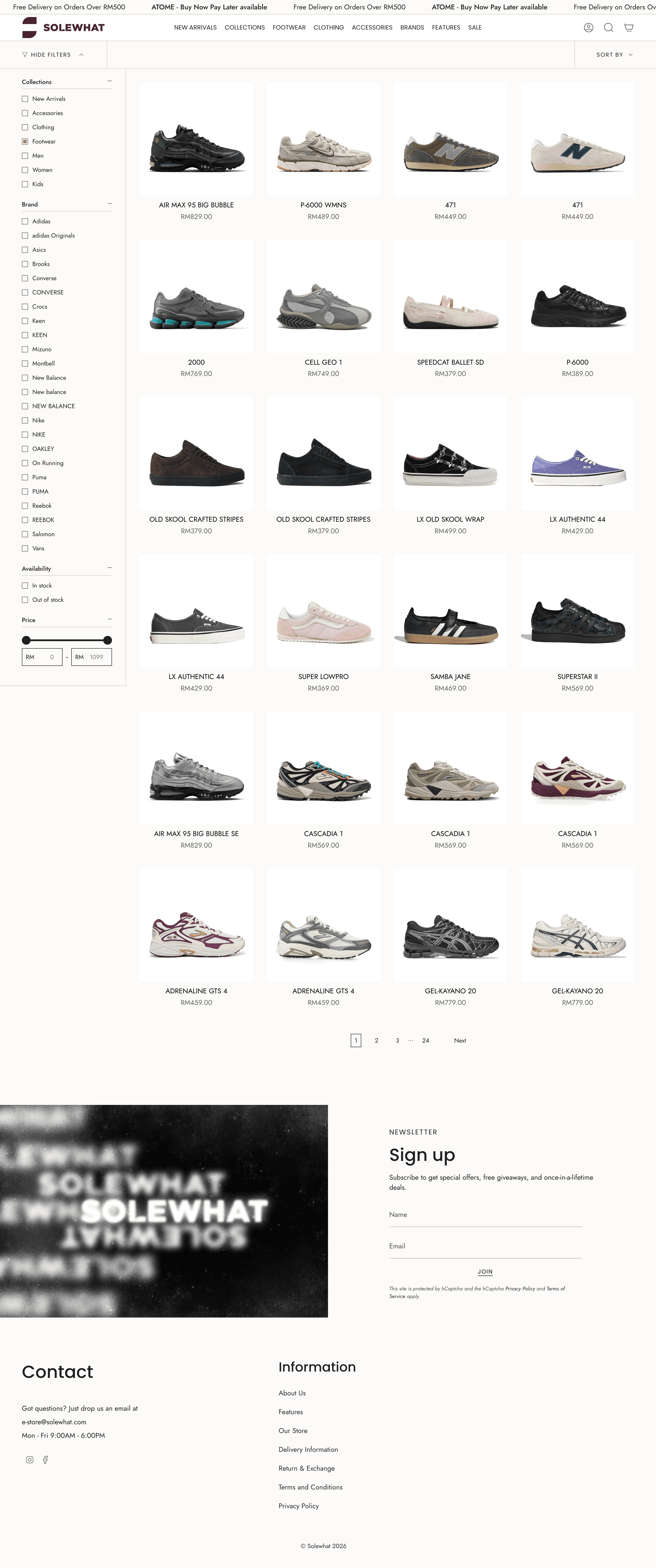 The collection page of the sneaker category.