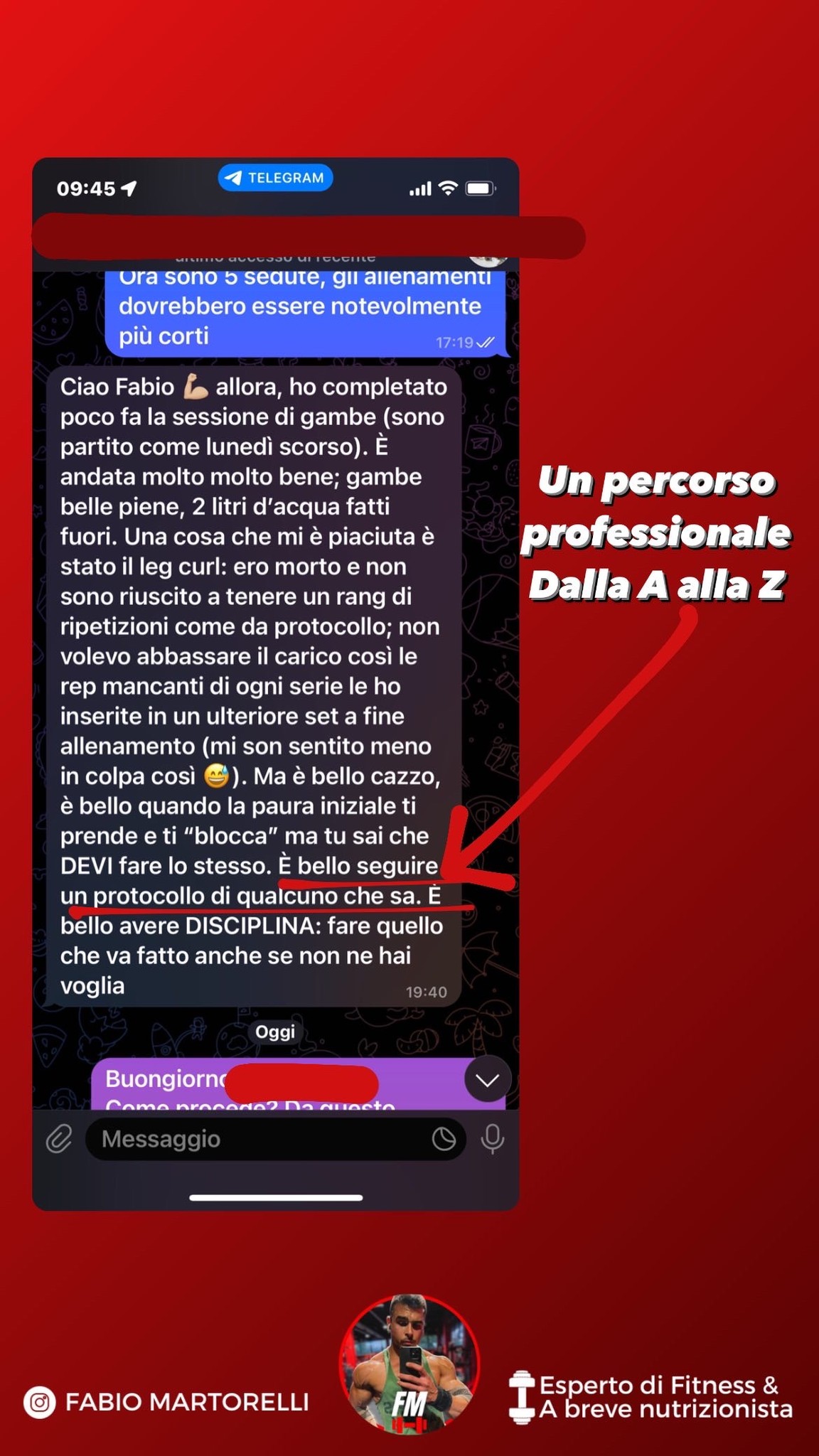 Testimonianza cliente servizio online coaching Fabio Martorelli