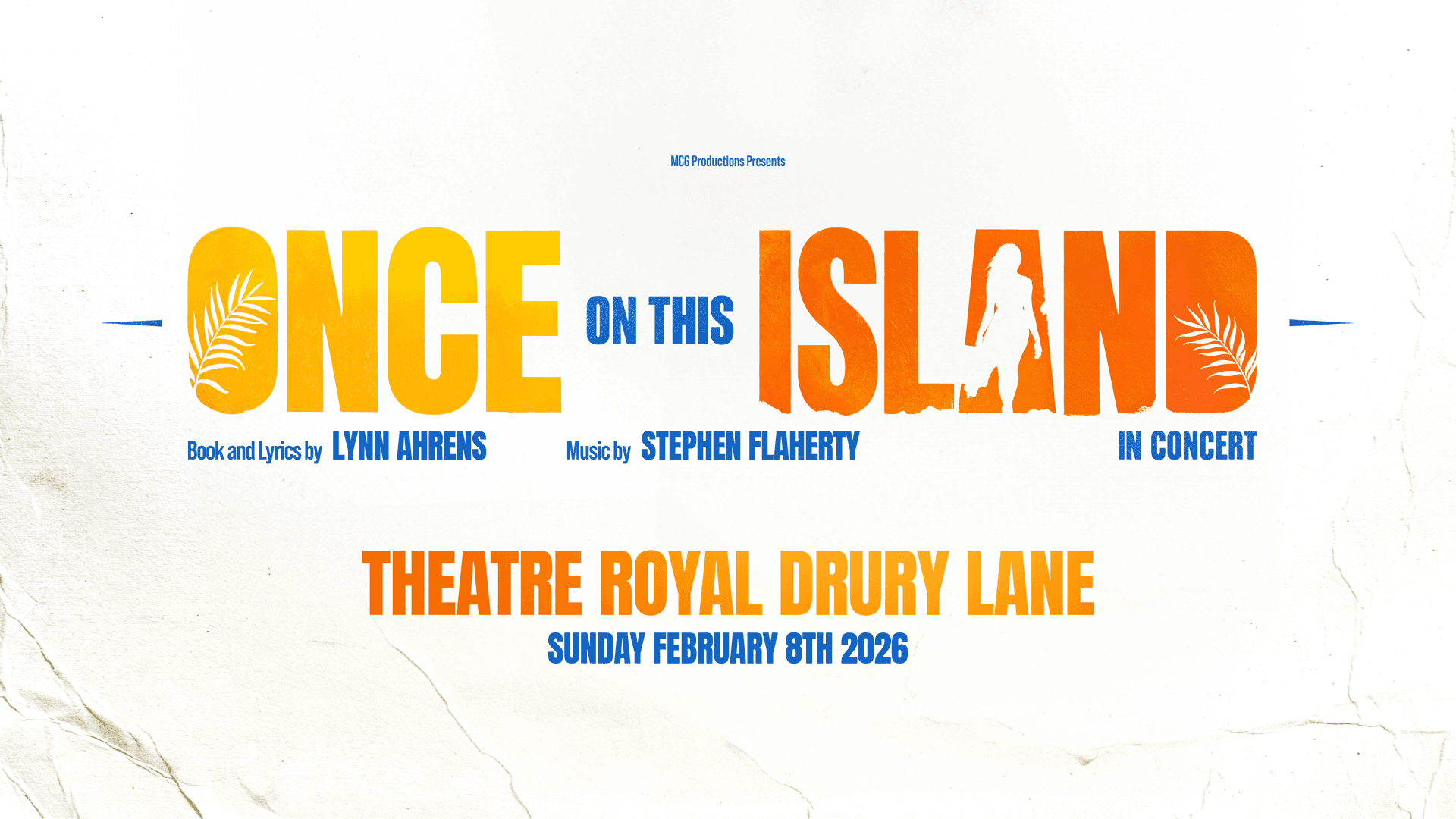 Once on this Island in Concert West end show logo with silhouette and palm leaves