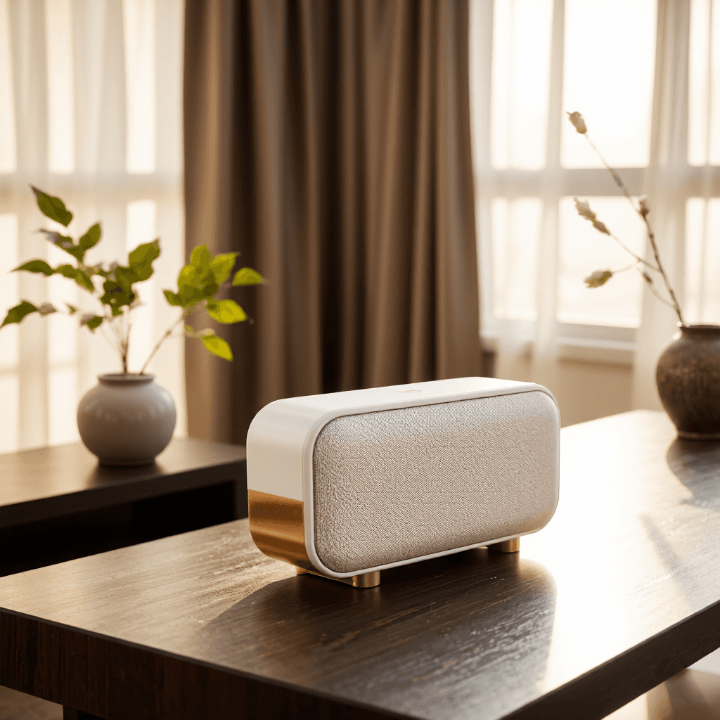 product photography of a wireless speaker designed for audio playback