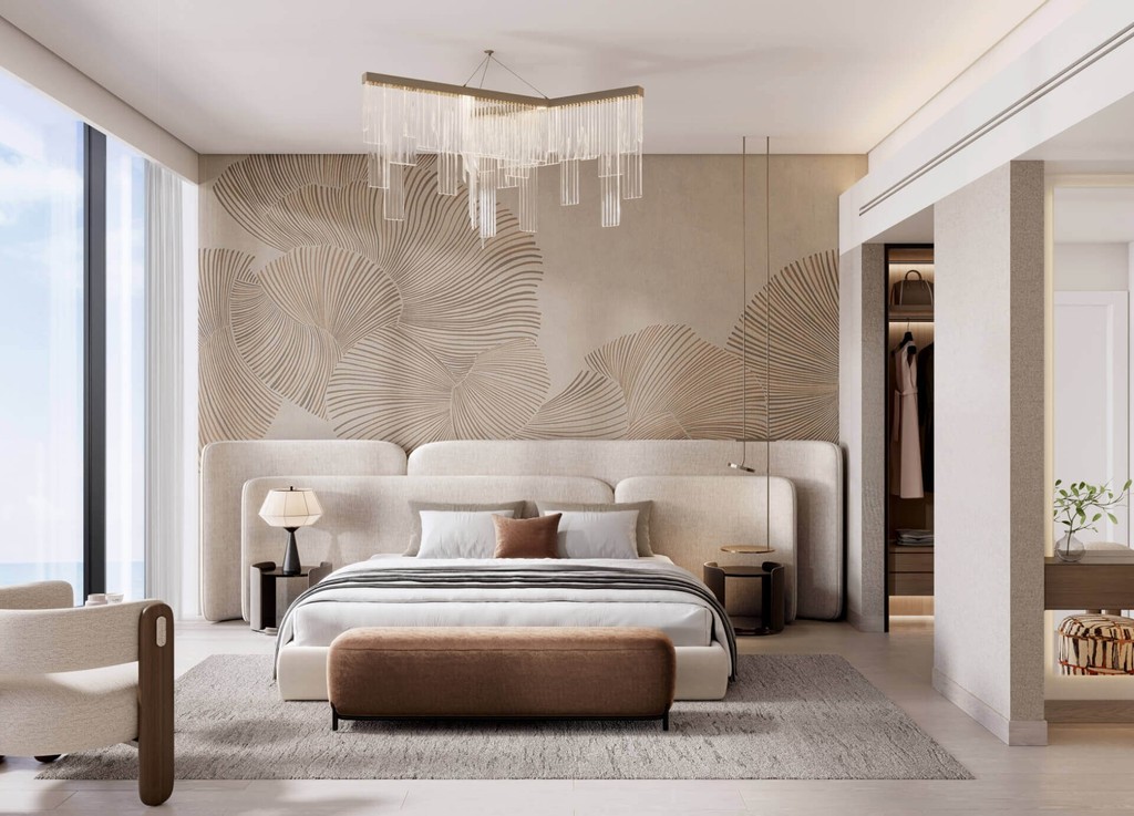 Stylish modern living room with expansive windows offering a breathtaking view of the ocean at Costa Mare.
