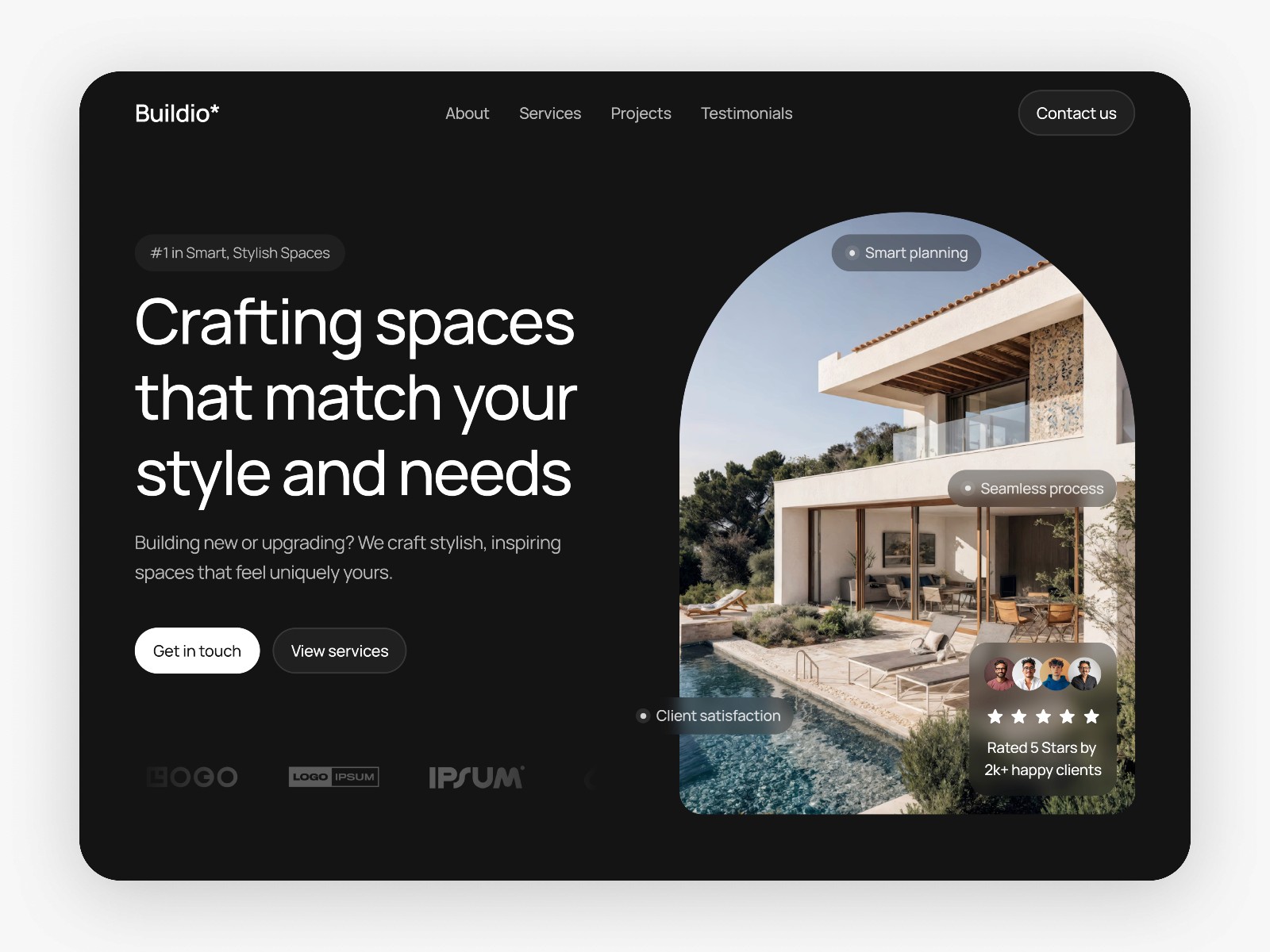 Buildio — 高级暗黑现代房地产网站设计灵感