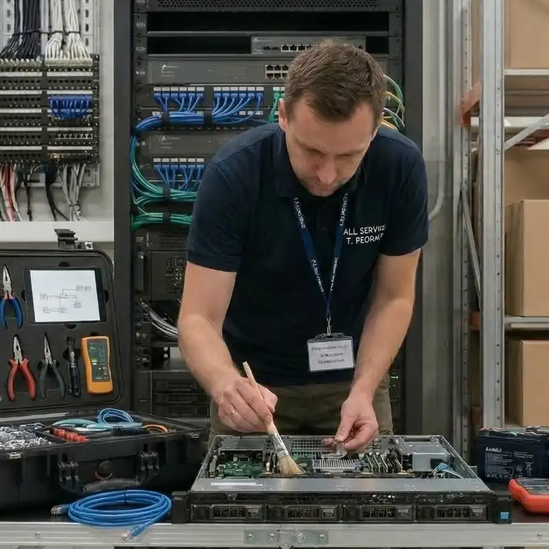 Empty office with laptop