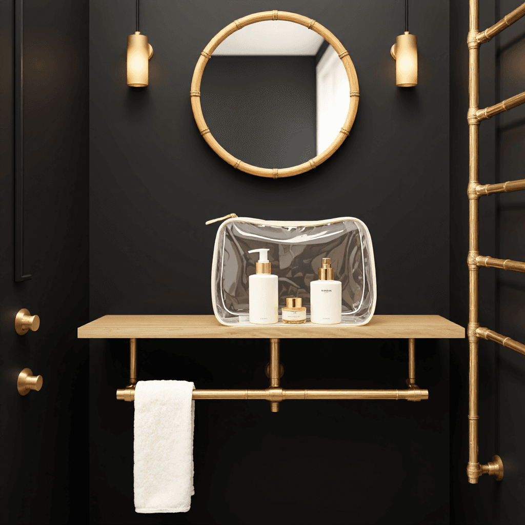 product photography of transparent wash bag