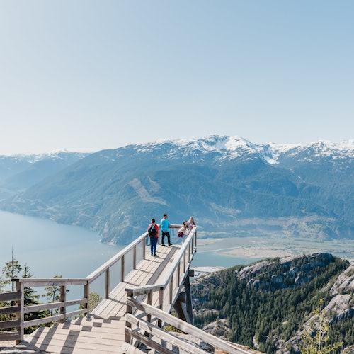 The Chief View point at Sea to Sky Gondola - facing the water and mountains