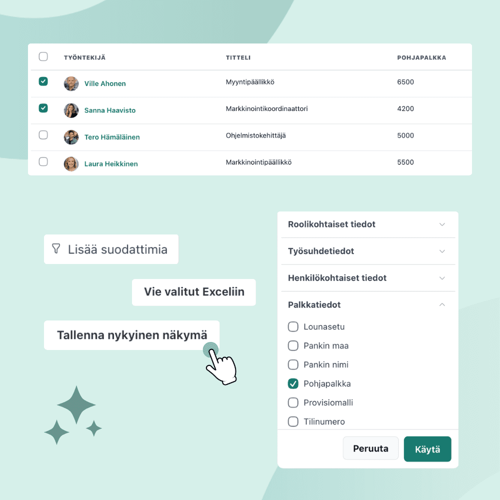 Suodata, räätälöi ja tallenna hyödyllisiä raportteja