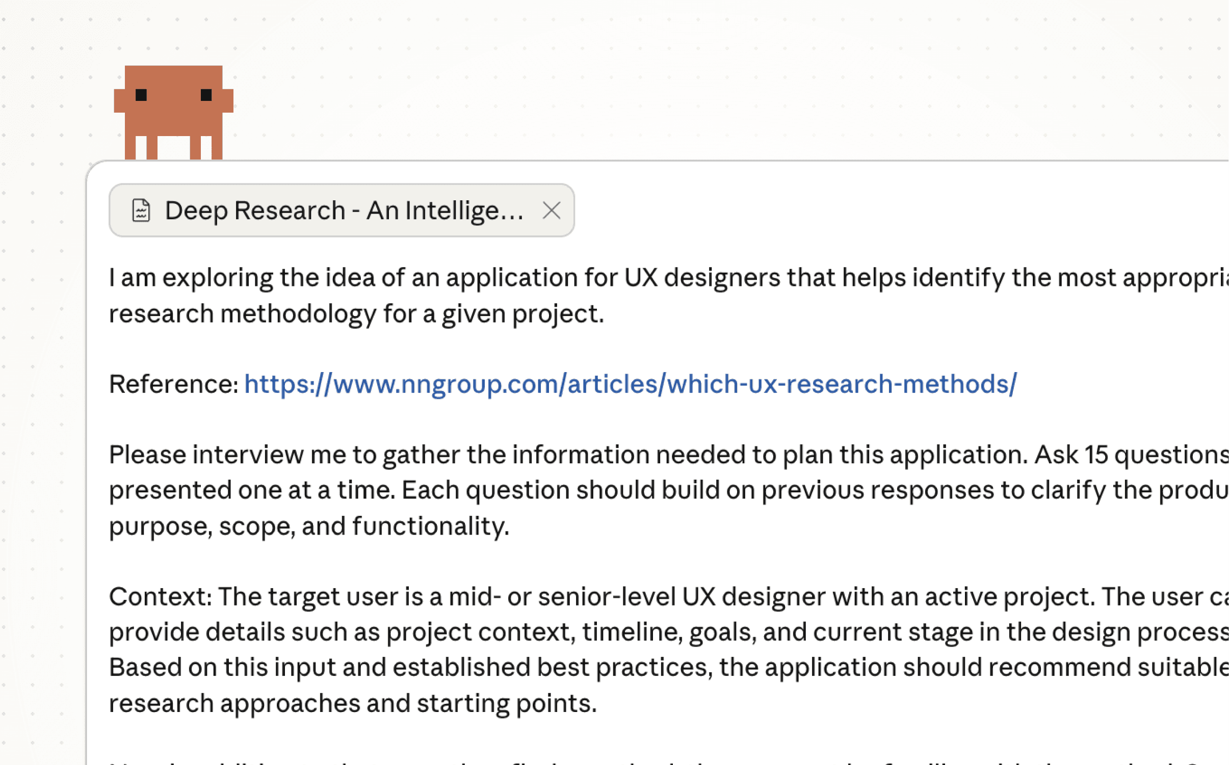 User interface for a Claude desktop 