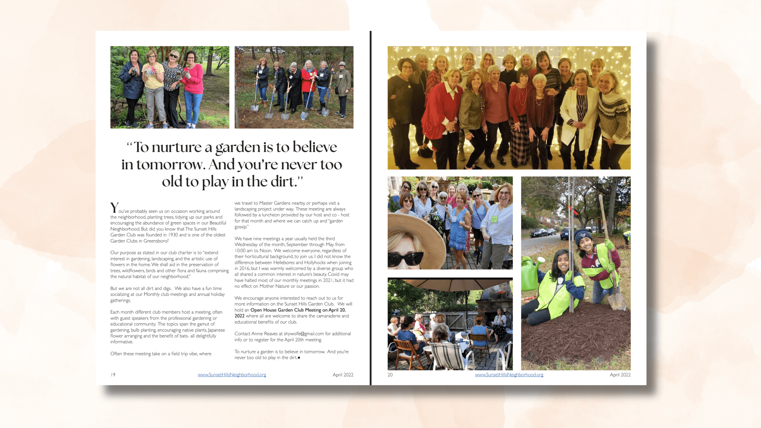 A two-page spread of the Sunset Hills Neighborhood Newsletter