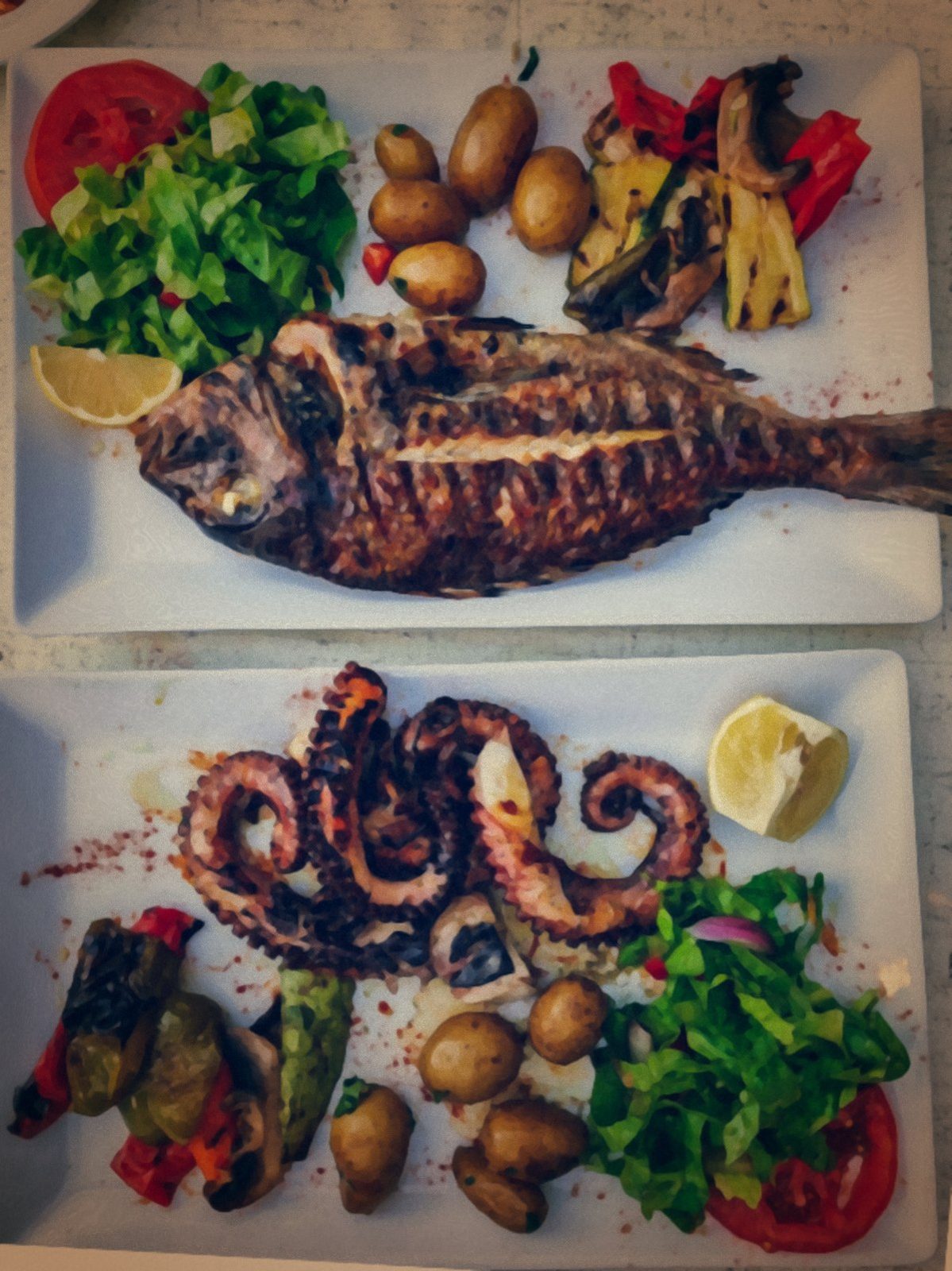 Octopus and white aubergine