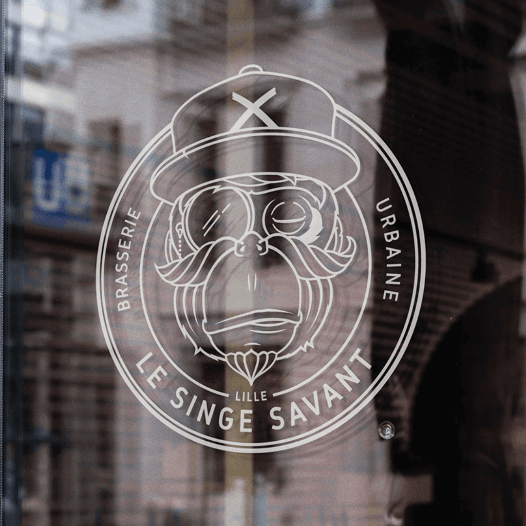 Logo vitrine singe savant