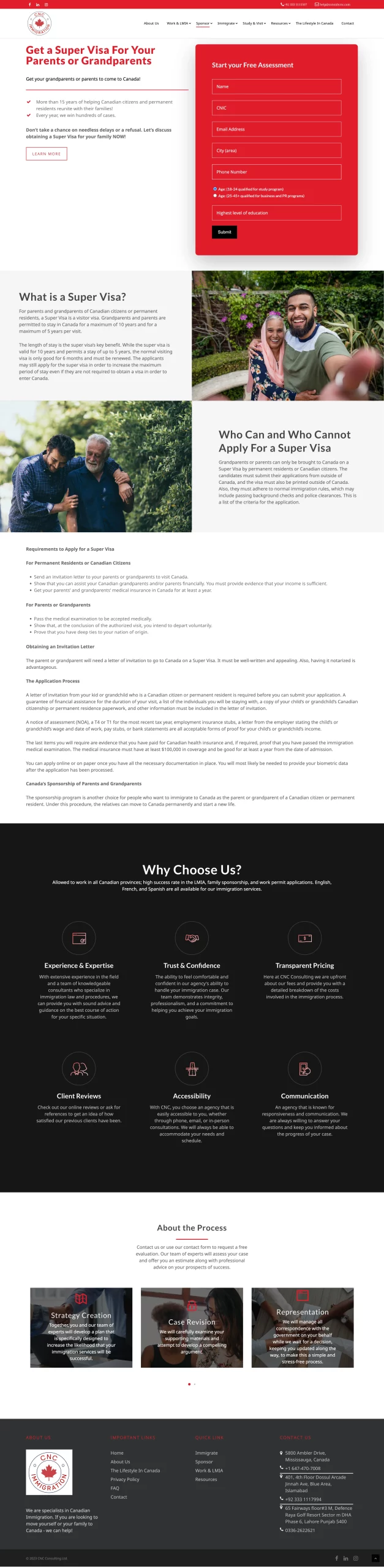 What is a Super Visa Requirements page for consultcnc website developed & designed by Dreams Agency Mississauga, Ontario