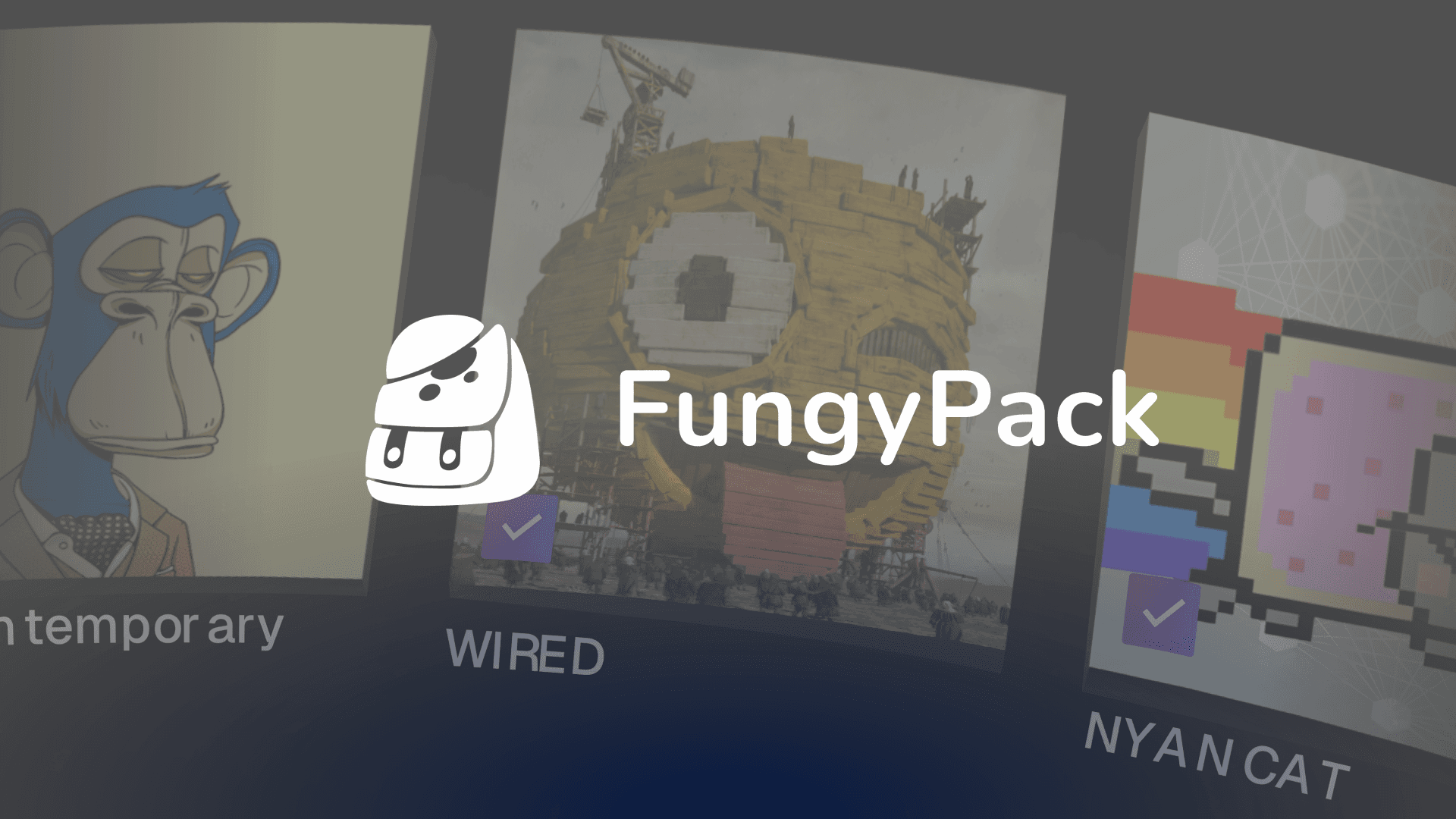 Hero banner for the FangyPack DeFi/NFT platform highlighting token utilities, rewards and blockchain integrations.